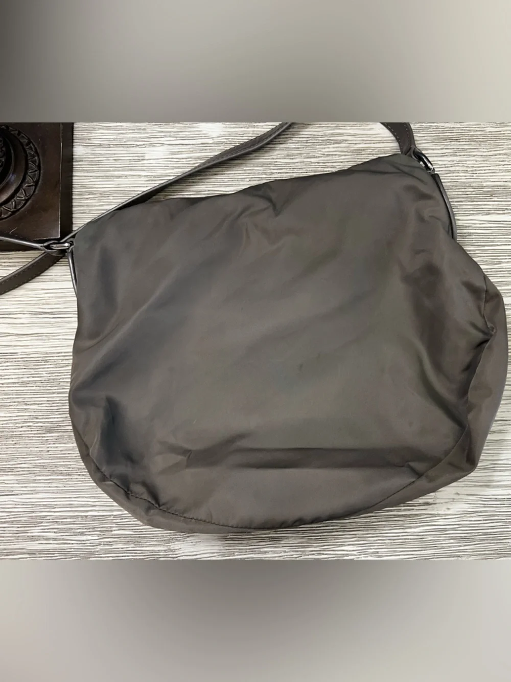 Marc Jacobs Olive Nylon Messenger Bag with Taupe Leather Trim